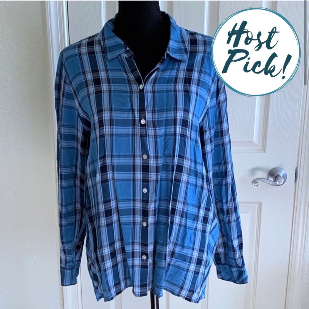 Plaid Button Down J Jill Blue